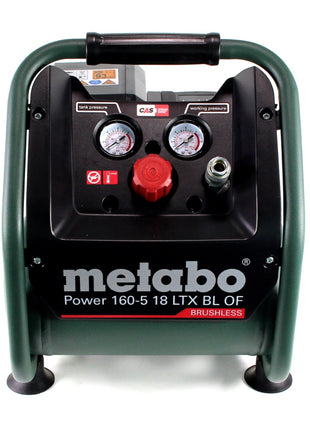 Metabo Power 160-5 18 LTX BL OF compresor de batería 18 V 8,0 bar sin escobillas + 1x batería 10,0 Ah + cargador