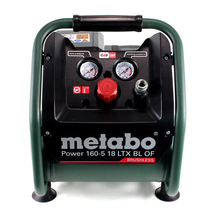 Metabo Power 160-5 18 LTX BL OF compresor sin cable 18 V 8,0 bar sin escobillas + 2x batería recargable 10,0 Ah + cargador