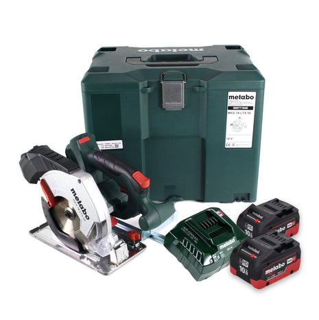 Metabo MKS 18 LTX 58 Scie circulaire à main sans fil 18 V 165 mm + 2x Batteries 10,0 Ah + Chargeur + Coffret MetaLoc