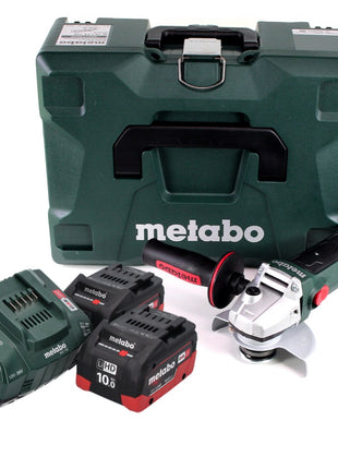 Metabo W 18 LTX 125 Quick amoladora angular a batería 18 V 125 mm (602174840) + 2 baterías de 10,0 Ah + cargador + MetaLoc