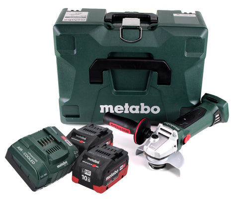 Metabo W 18 LTX 125 Quick amoladora angular a batería 18 V 125 mm (602174840) + 2 baterías de 10,0 Ah + cargador + MetaLoc