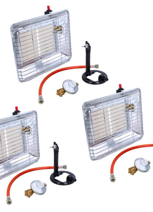 Rothenberger Industrial Set 3x Eco Piezo calentadores de gas (3x 35985) 2,7 kW - 4,2 kW para bombonas de gas propano de 5 kg y 11 kg