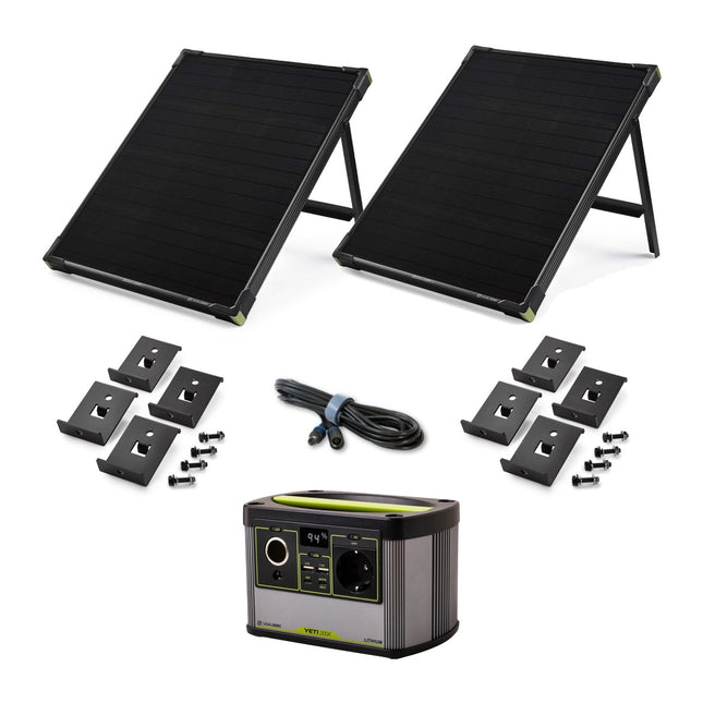 Central eléctrica portátil Goal Zero Yeti 200X - 230 V 13 Ah + 2x panel solar Boulder 50 22 V 50 W 3,5 A + cable de extensión de 4,5 metros + 2x kit de montaje Boulder