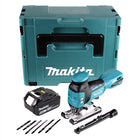 Sierra de calar pendular Makita DJV 181 18 V + 1x batería 6,0 Ah + maletín Makpac - sin cargador