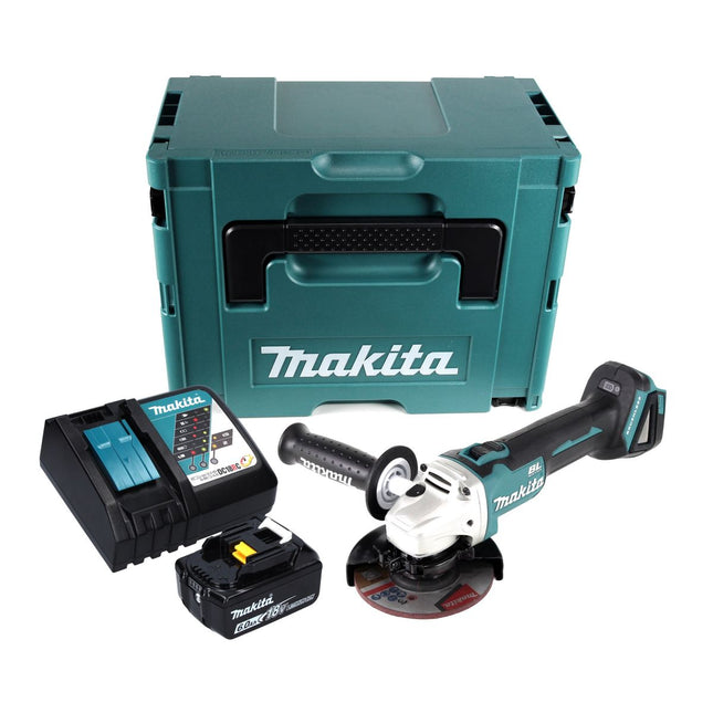 Makita DGA 504 RG1J Amoladora angular sin cable 18 V 125 mm sin escobillas + 1x Batería 6.0 Ah + Cargador + Maletín Makpac