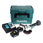 Amoladora angular sin cable Makita DGA 504 RGJ 18 V 125 mm sin escobillas + 2x batería recargable 6,0 Ah + cargador + Makpac