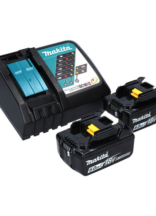 Makita DDF 458 RGJ W Taladro atornillador inalámbrico 18 V 91 Nm blanco + 2x baterías 6,0 Ah + cargador + Makpac