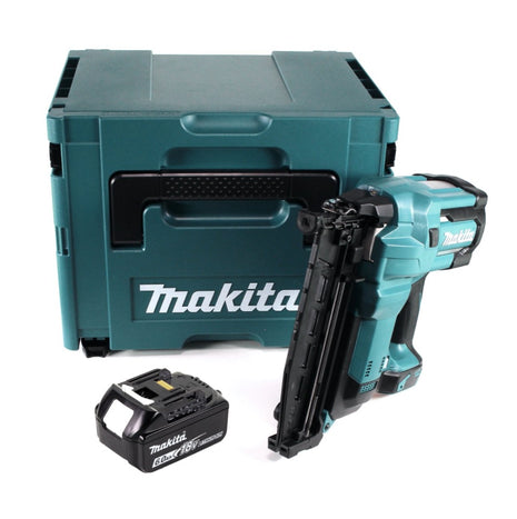 Makita DBN 600 G1J Cloueur à tête d'emballage avec batterie 18 V + 1x batterie 6,0 Ah + Makpac - sans chargeur