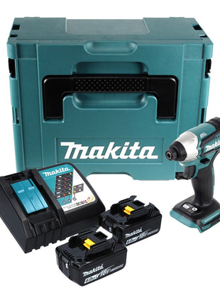 Makita DTD 155 RGJ Atornillador de impacto inalámbrico 18 V 140 Nm 1/4" sin escobillas + 2x batería 6,0 Ah + cargador + Makpac