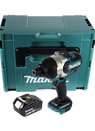 Makita DTW 800 G1J Atornillador de impacto inalámbrico 18 V 7/16" 800 Nm sin escobillas + 1x batería 6,0 Ah + Makpac - sin cargador