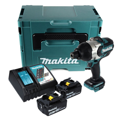 Makita DTW 800 RGJ Atornillador de impacto inalámbrico 18 V 7/16" 800 Nm sin escobillas + 2x batería 6,0 Ah + cargador + Makpac