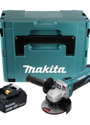 Amoladora angular a batería Makita DGA 452 T1J 18 V 115 mm + 1x batería 5,0 Ah + Makpac - sin cargador