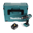 Taladro percutor inalámbrico Makita DHP 483 T1J 18 V 40 Nm + 1x batería 5,0 Ah + Makpac - sin cargador