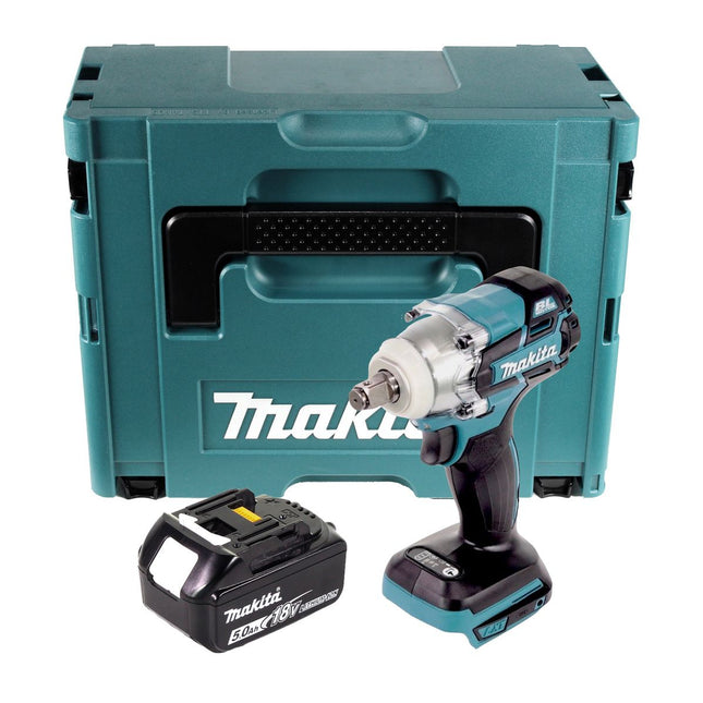 Makita DTW 285 T1J Llave de impacto a batería 18 V 280 Nm 1/2" sin escobillas + 1x batería 5,0 Ah + Makpac - sin cargador