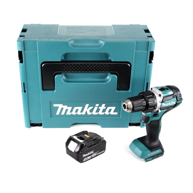 Taladro atornillador a batería Makita DDF 484 M1J 18 V 54 Nm sin escobillas + 1x batería recargable 4,0 Ah + Makpac - sin cargador
