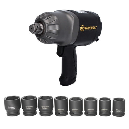 Rodcraft RC2377 llave de impacto 1950 Nm 3/4" + juego de vasos RS618 8 piezas acero al cromo molibdeno