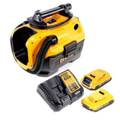 Aspirador en seco y húmedo a batería Dewalt DCV 582 14,4 - 18 V + 2x baterías 2,0 Ah + cargador