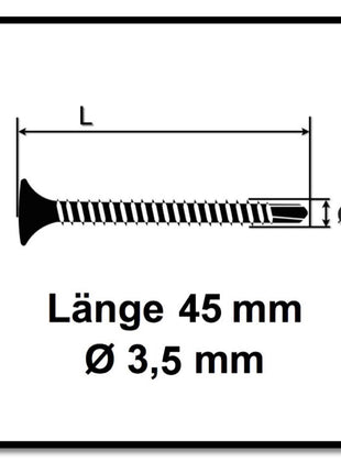 SPAX GIX-D Schnellbauschrauben 3,5 x 45 mm 2000 Stk ( 2x 1991170350456 ) Bohrspitze Phosphatiert Vollgewinde Trompetenkopf Kreuzschlitz H2 - Toolbrothers