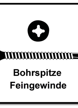 SPAX GIX-D Schnellbauschrauben 3,5 x 45 mm 2000 Stk ( 2x 1991170350456 ) Bohrspitze Phosphatiert Vollgewinde Trompetenkopf Kreuzschlitz H2 - Toolbrothers