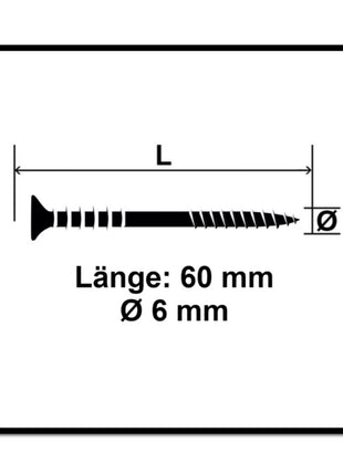 Tornillo de ajuste SPAX 6,0 x 60 mm 200 piezas (2x 161010600603) rosca de ajuste con ranuras de retención cabeza plana T-STAR Plus 4Cut WIROX