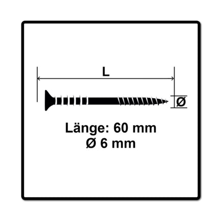 Tornillo de ajuste SPAX 6,0 x 60 mm 200 piezas (2x 161010600603) rosca de ajuste con ranuras de retención cabeza plana T-STAR Plus 4Cut WIROX