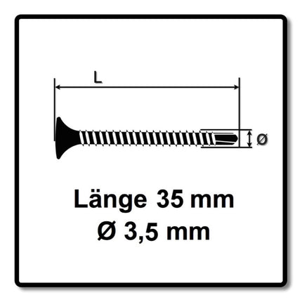 Tornillos para paneles de yeso SPAX GIX-D 3,5 x 35 mm 2000 piezas (2x 1991170350356) punta de broca fosfatada rosca completa cabeza de trompeta ranura en cruz H2