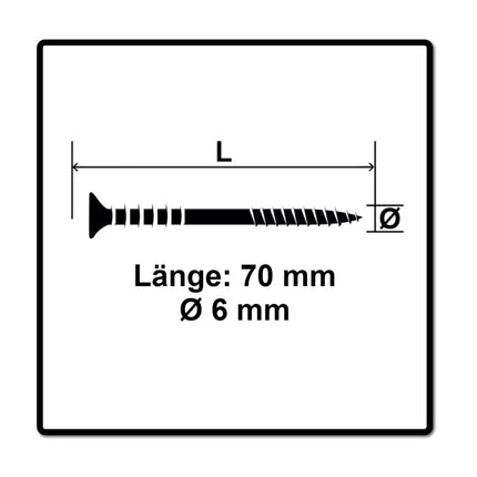 Tornillo de ajuste SPAX 6,0 x 70 mm 500 piezas (5x 161010600703) rosca de ajuste con ranuras de retención cabeza plana T-STAR Plus 4Cut WIROX
