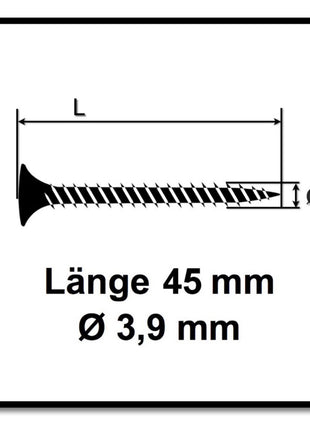 SPAX GIX-C Schnellbauschrauben 3,9 x 45 mm 5000 Stk ( 5x 1791170390456 ) Vollgewinde Spitzer Fräskopf Phosphatiert Kreuzschlitz H2 Nadelspitze