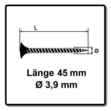 Vis pour cloisons sèches SPAX GIX-C 3,9 x 45 mm 5000 pièces (5x 1791170390456) tête de fraisage affûtée à filetage complet fente cruciforme phosphatée pointe d'aiguille H2
