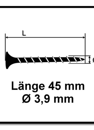 SPAX GIX-B tornillos para paneles de yeso 3,9 x 45 mm 5000 piezas (5x 1891170390456) rosca completa cabeza de trompeta punta de aguja ranura en cruz H2