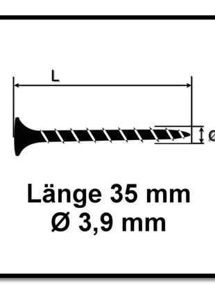 Tornillos para paneles de yeso SPAX GIX-B 3,9 x 35 mm 2000 piezas (2x 1891170390356) punta de aguja hilo completo cabeza de trompeta punta de aguja ranura cruzada H2