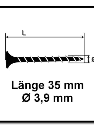 Tornillos para paneles de yeso SPAX GIX-B 3,9 x 35 mm 5000 piezas (5x 1891170390356) punta de aguja hilo completo cabeza de trompeta punta de aguja ranura cruzada H2