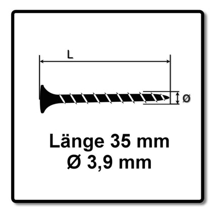 Vis pour cloisons sèches SPAX GIX-B 3,9 x 35 mm 5000 pièces (5x 1891170390356) pointe aiguille filetage complet tête trompette pointe aiguille fente cruciforme H2