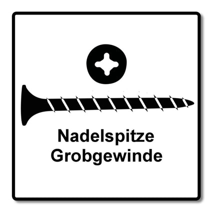 Vis pour cloisons sèches SPAX GIX-B 3,9 x 35 mm 5000 pièces (5x 1891170390356) pointe aiguille filetage complet tête trompette pointe aiguille fente cruciforme H2