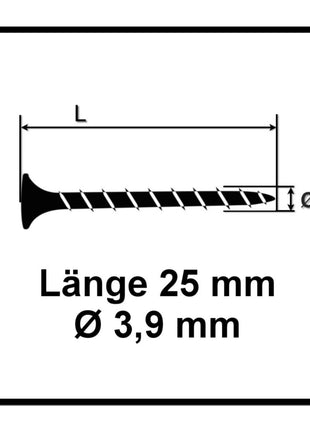 SPAX GIX-B tornillos para paneles de yeso 3,9 x 25 mm 2000 piezas (2x 1891170390256) rosca completa cabeza de trompeta punta de aguja ranura en cruz H2