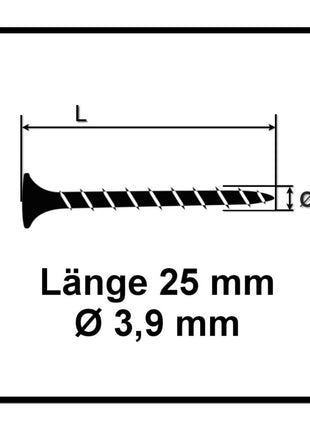 SPAX GIX-B tornillos para paneles de yeso 3,9 x 25 mm 5000 piezas (5x 1891170390256) rosca completa cabeza de trompeta punta de aguja ranura en cruz H2