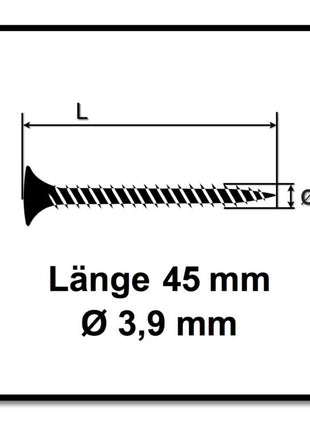 SPAX GIX-A tornillos para paneles de yeso 3,9 x 45 mm 5000 piezas (5x 1091170390456) rosca completa cabeza de trompeta ranura en cruz H2 punta de aguja fosfatada