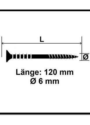 Tornillo de ajuste SPAX 6,0 x 120 mm 200 piezas (2x 161010601205) rosca de ajuste con ranuras de retención cabeza plana T-STAR Plus 4Cut WIROX