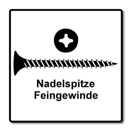 SPAX GIX-A tornillos para paneles de yeso 3,9 x 25 mm 2000 piezas (2x 1091170390256) rosca completa cabeza de trompeta ranura en cruz H2 punta de aguja fosfatada