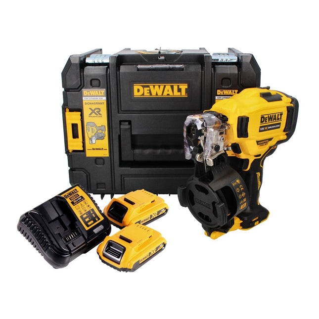 Clavadora de bobina DeWalt DCN 45 RND2 a batería 18 V 19 - 44 mm sin escobillas + 2x batería 2,0 Ah + cargador + TSTAK