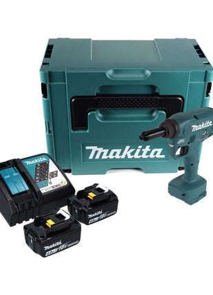 Makita DRV 250 RMJ remachadora ciega a batería 18 V 20 kN sin escobillas + 2x batería 4,0 Ah + cargador + Makpac