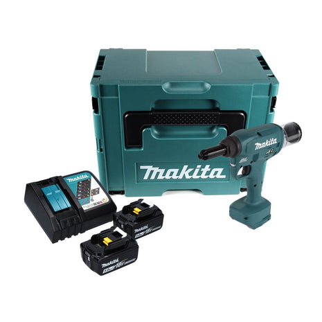 Makita DRV 250 RTJ remachadora ciega a batería 18 V 20 kN sin escobillas + 2x batería 5,0 Ah + cargador + Makpac