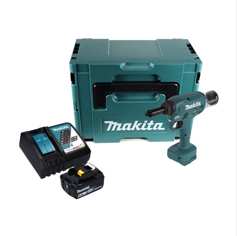 Makita DRV 250 RG1J remachadora a batería 18 V 20 kN sin escobillas + 1x batería 6,0 Ah + cargador + Makpac