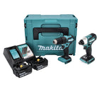 Makita DLX 2221 JX2 18 V combo kit con DHP 483 40 Nm + DTD 155 140 Nm sin escobillas + 2x 3.0 Ah batería + cargador + Makpac