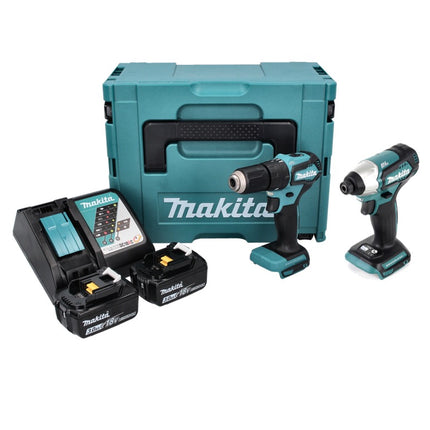 Makita DLX 2221 JX2 18 V combo kit con DHP 483 40 Nm + DTD 155 140 Nm sin escobillas + 2x 3.0 Ah batería + cargador + Makpac