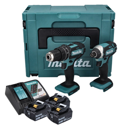 Makita DLX 2131 JX1 kit combinado sin cable 18 V con DHP 482 62 Nm + DTD 152 165 Nm + 3x batería recargable 3.0 Ah + cargador + Makpac