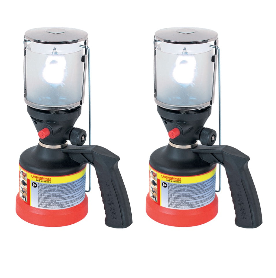 Rothenberger Industrial Set 2x lámpara de camping Scout encendido piezoeléctrico + 6x manto (2x 35902)