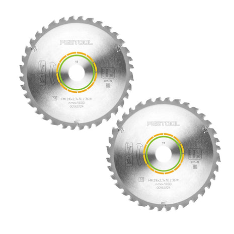 Festool Universal Kreissägeblatt Set 2x HW 216 x 30 x 2,3 mm W36 216 mm 36 Zähne ( 2x 500124 ) - Toolbrothers