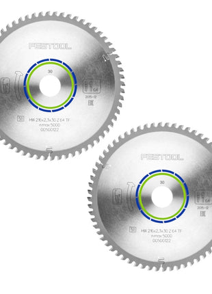 Festool Spezial Kreissägeblatt Set 2x HW 216 x 30 x 2,3 mm TF64 216 mm ( 2x 500122 ) 64 Zähne - Toolbrothers