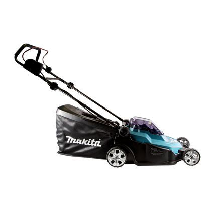 Makita DLM 432 PT2 tondeuse à gazon sans balais 36 V (2x 18 V) 43 cm + 2x batterie 5,0 Ah + double chargeur + 1x lame faucille